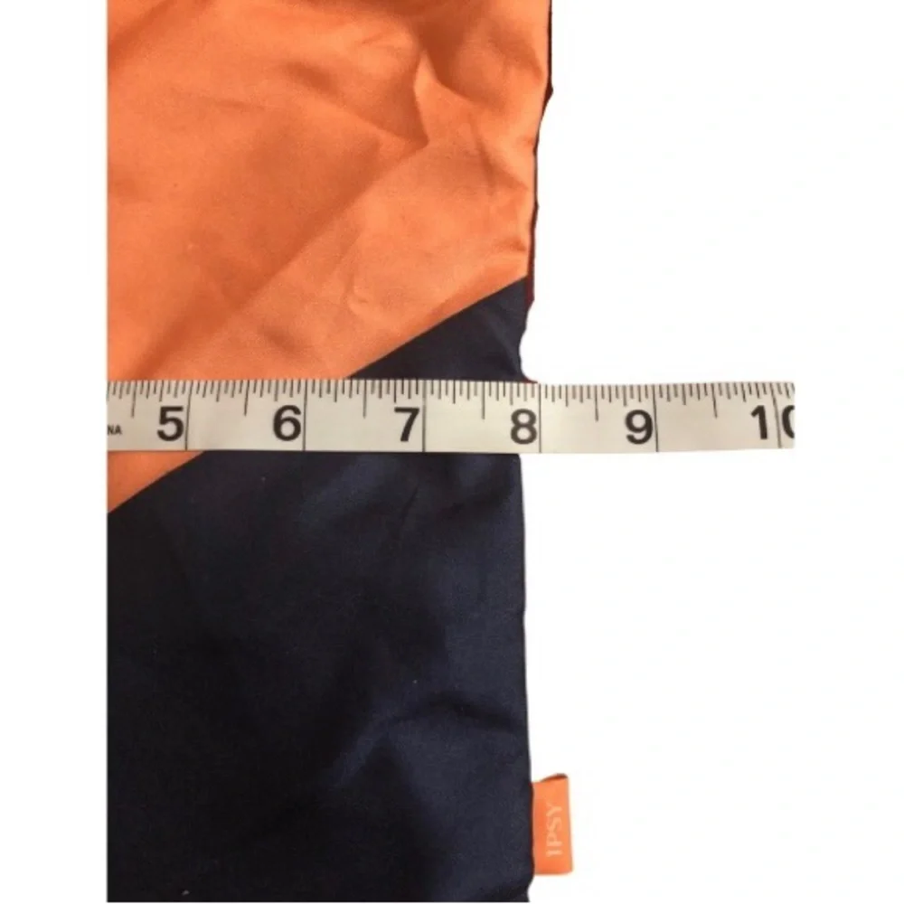 Peach Navy Brown‎ Geometric Mod Drawstring Ipsy Cosmetic Bag